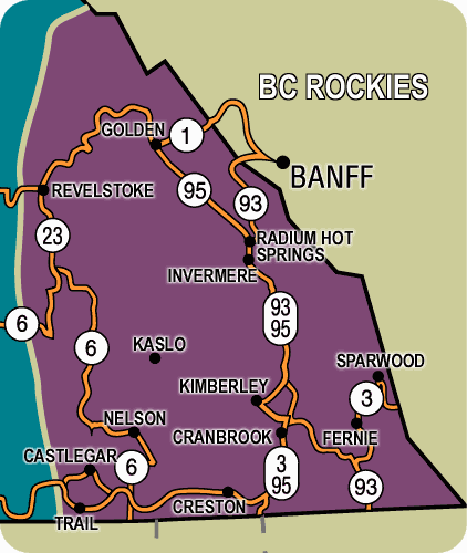 Kootenay Rockies SunCruiser   Map Of Kootenay Rockies 